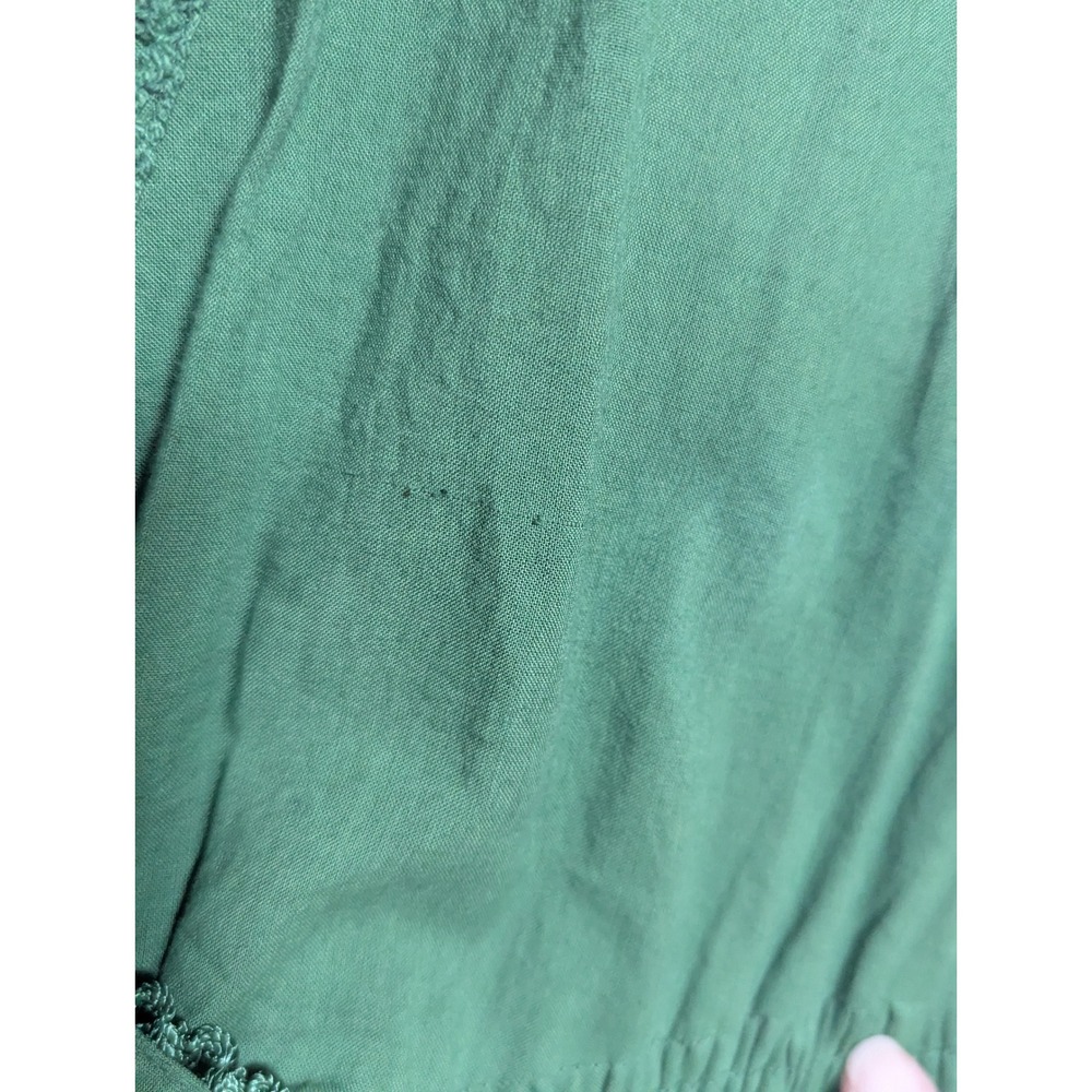 HolyClothing Green Cotton Lace Tiered Maxi Dress Smocked Waist Renaissance 2X - Picture 4 of 12